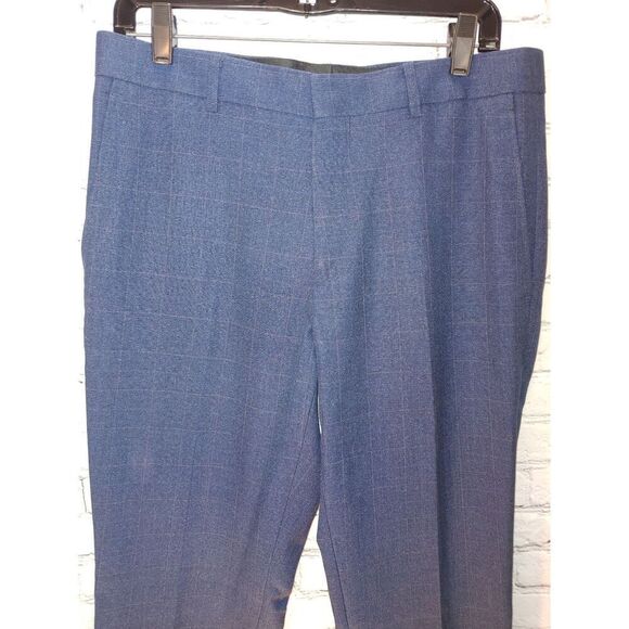 JT Jack Threads Mens Size 32 Navy Check Flat Front Dress Pants - Picture 5 of 5